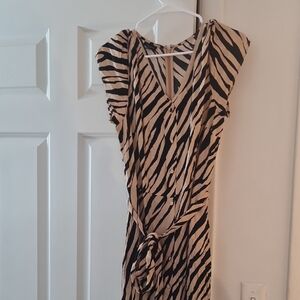 Talbots Black and Cream Asymmetrical Dress